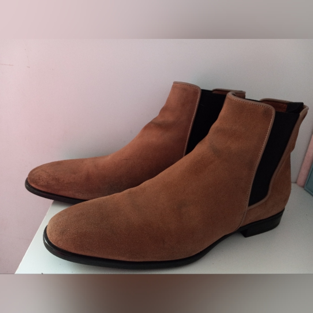 Aquatalia Men Adrian Boots Suede sz 12 western, boho,waterproof Sand color.